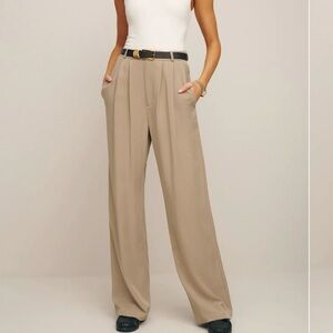Reformation Mason Beige Wide-Leg Pants